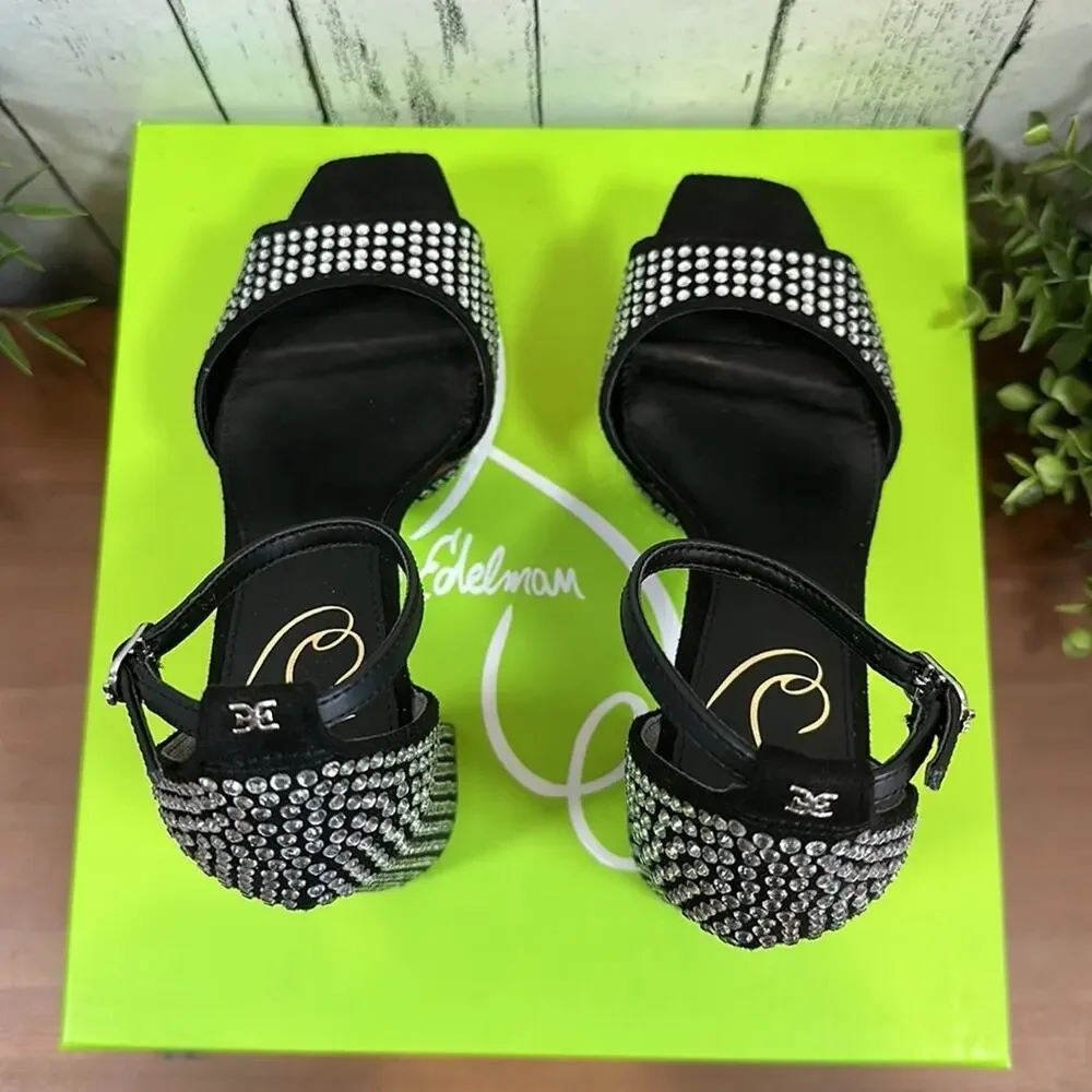 Sam Edelman Black Platform Sandals with Silver Studs